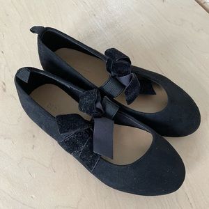 Faux-Suede Ribbon-Bow Ballet Flats for Toddler Girls